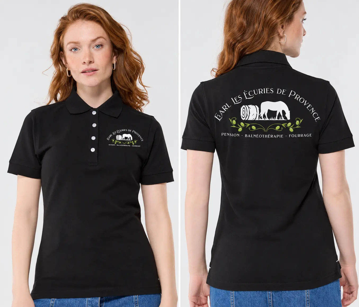 Les Écuries de Provence — Polos personnalisés, logo avant et dos